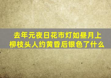 去年元夜日花市灯如昼月上柳枝头人约黄昏后银色了什么