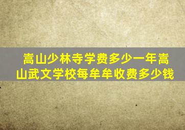 嵩山少林寺学费多少一年嵩山武文学校每牟牟收费多少钱