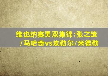 维也纳赛男双集锦:张之臻/马哈奇vs埃勒尔/米德勒